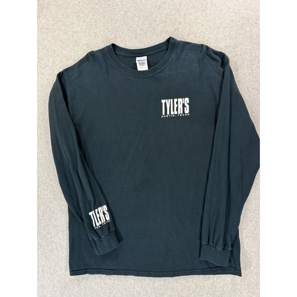 Tyler's Austin Texas Long Sleeve Screened Logo Tee Shirt (Men's Large) Black